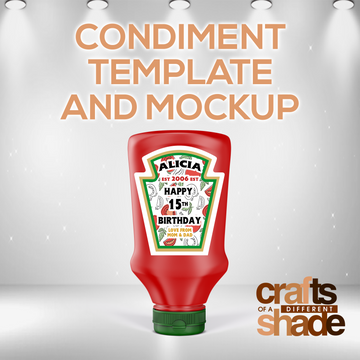CONDIMENT KETCHUP LABEL PARTY FAVOR TEMPLATE AND MOCKUP PHOTOSHOP