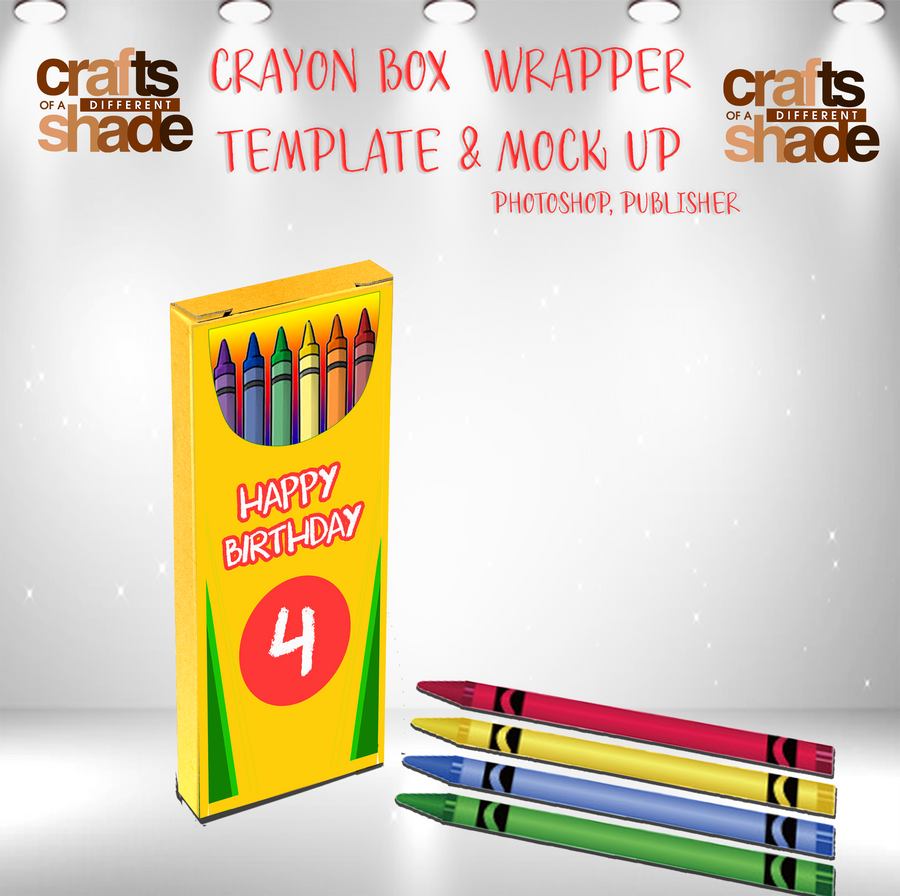 Crayon Box Wrapper Party Favor - Photoshop Template and Mock Up DIY