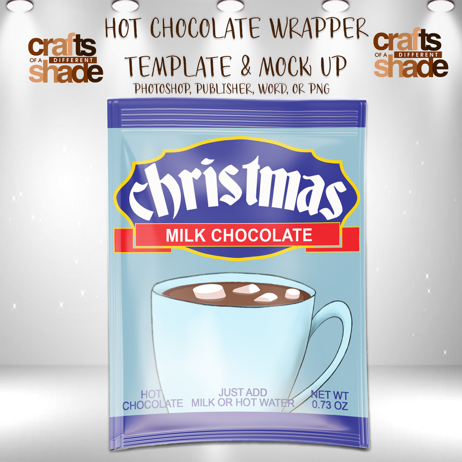 Hot Chocolate Cocoa Wrapper Party Favor - Photoshop Template and Mock Up DIY
