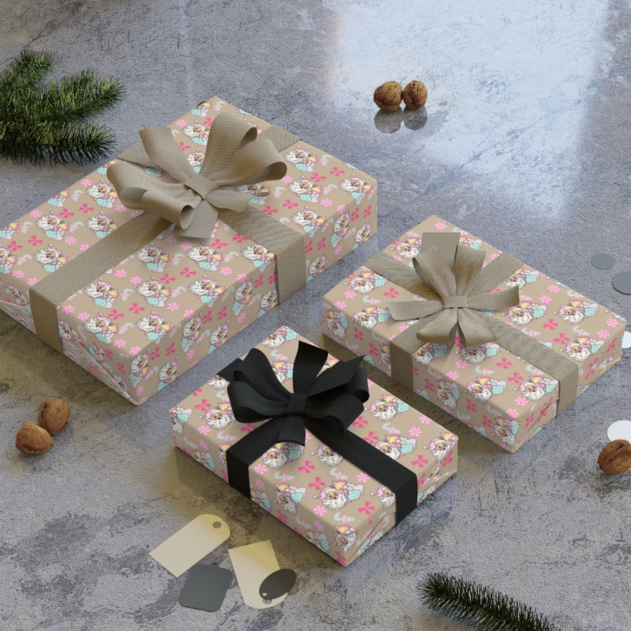 Retro Caucasian Santa Clause Ornament Gift Wrap