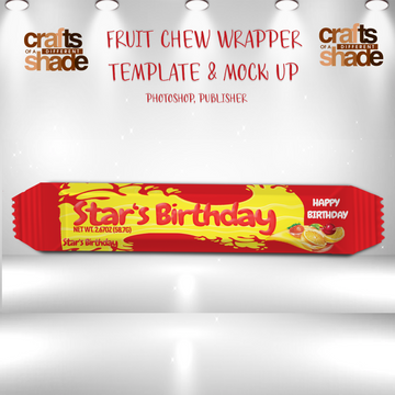 Fruit Chew Wrapper Party Favor - Photoshop Template and Mock Up DIY